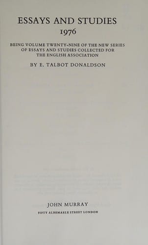 Essays and studies, 1976