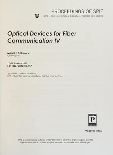 Optical devices for fiber communication IV