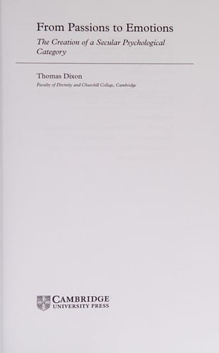 FROM PASSIONS TO EMOTIONS