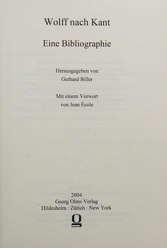 Wolff nach Kant