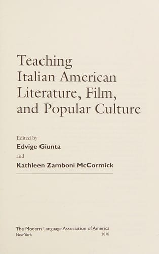 Teaching Italian American literature, film, and popular culture
