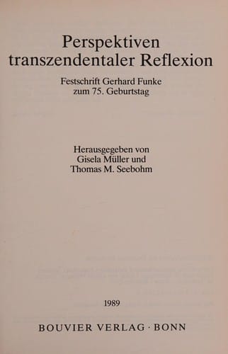 Perspektiven transzendentaler Reflexion