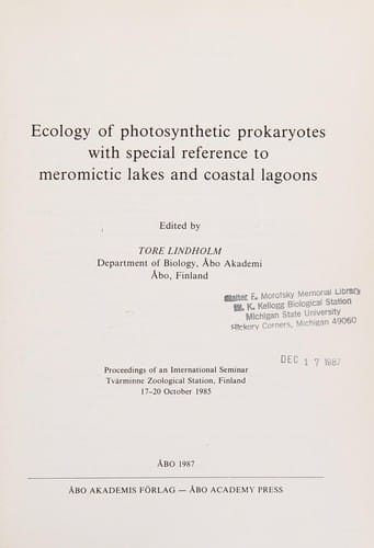 Ecology of photosynthetic prokaryotes with special reference to meromictic lakes and coastal lagoons