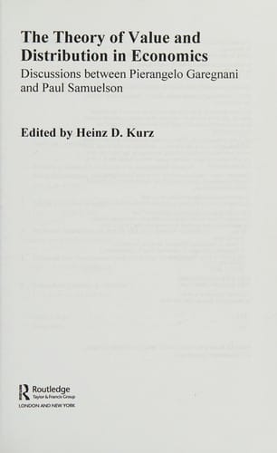 The theory of value and distribution in economics