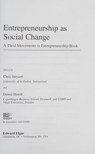 Entrepreneurship as social change