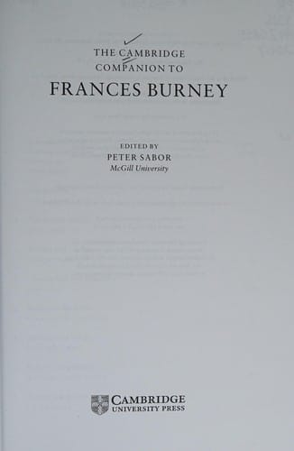 The Cambridge companion to Frances Burney