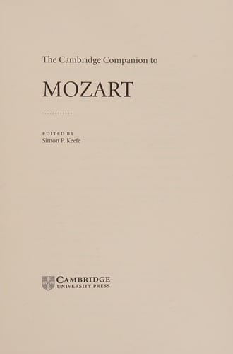 CAMBRIDGE COMPANION TO MOZART; ED. BY SIMON P. KEEFE
