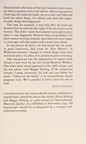 Best Canadian Stories, 1993