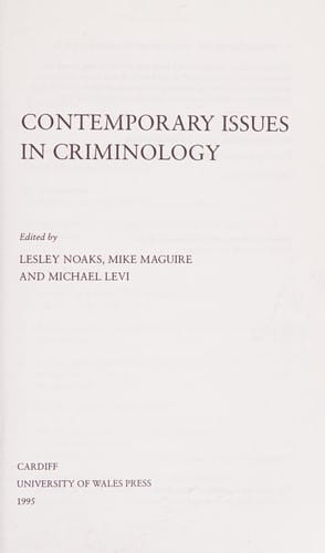 Contemporary issues in criminology
