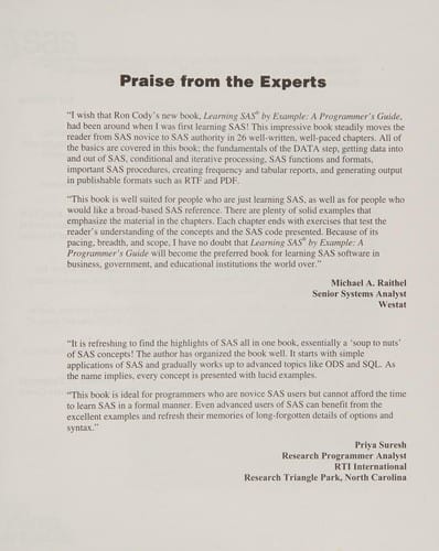 Learning SAS by example