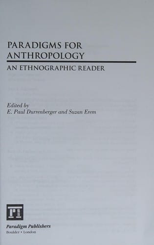 Paradigm for anthropology