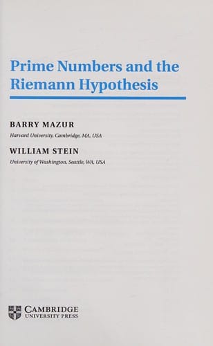 Prime numbers and the Riemann hypothesis