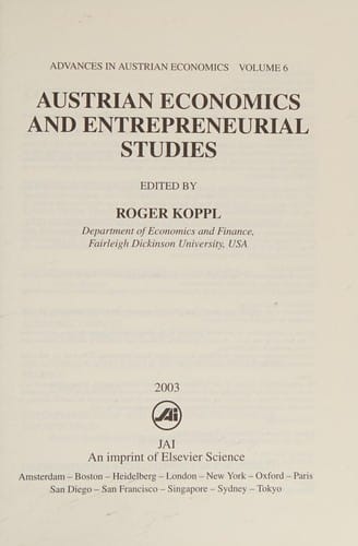 Austrian economics and entrepreneurial studies