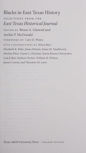 Blacks in East Texas history