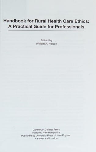 Handbook for rural health care ethics