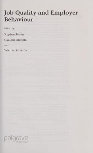 Job quality and employer behaviour