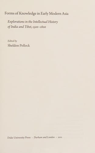 Forms of knowledge in early modern Asia