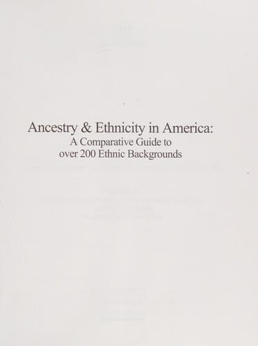 Ancestry & ethnicity in America