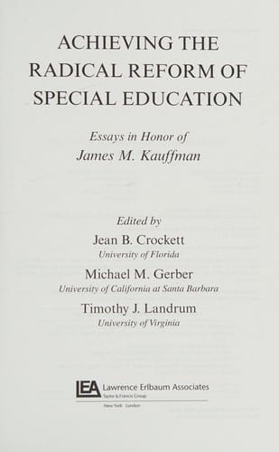 Achieving the radical reform of special education