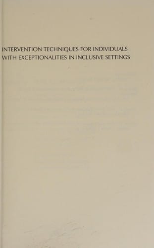 Intervention techniques for individuals with exceptionalities in inclusive settings
