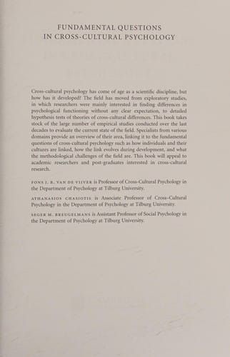 Fundamental questions in cross-cultural psychology