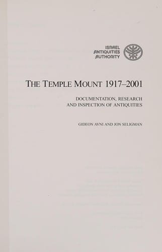 The Temple Mount 1917-2001