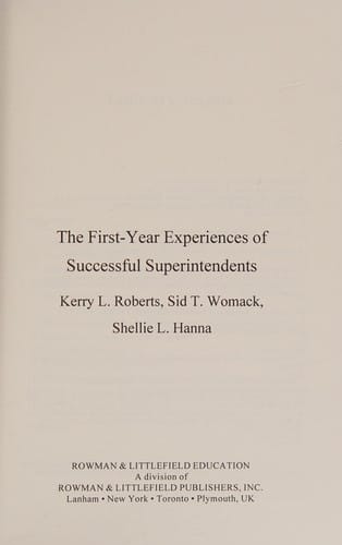 The first-year experiences of successful superintendents