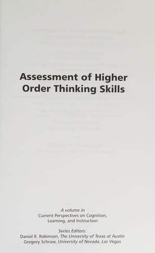 Assessment of higher order thinking skills