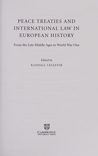 Peace treaties and international law in European history