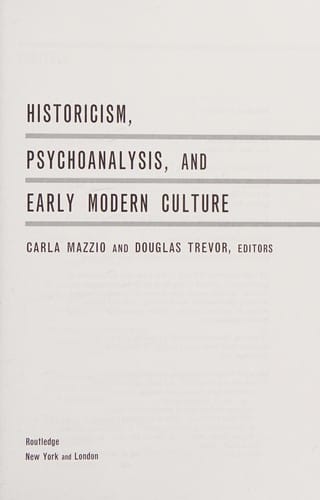 Historicism, psychoanalysis, and early modern culture