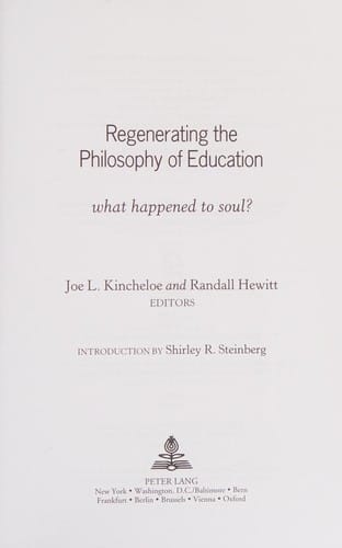 Regenerating the philosophy of education