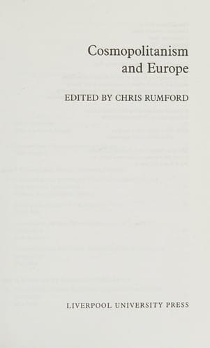 COSMOPOLITANISM AND EUROPE; ED. BY CHRIS RUMFORD