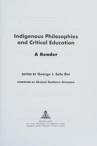 Indigenous philosophies and critical education