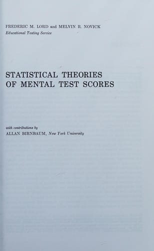 Statistical theories of mental test scores