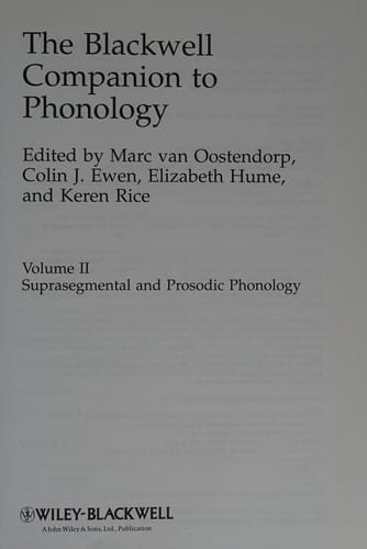 The Blackwell companion to phonology