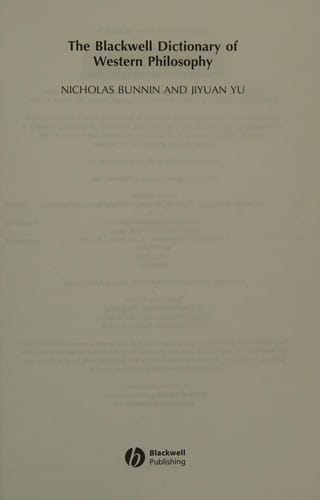BLACKWELL DICTIONARY OF WESTERN PHILOSOPHY