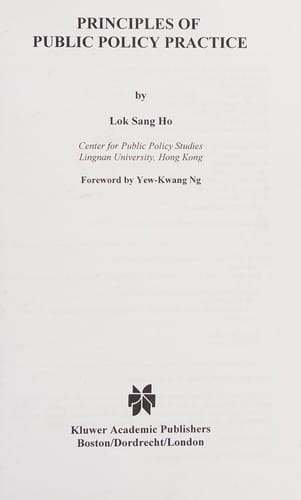 Principles of public policy practice