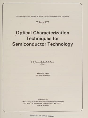 Optical characterization techniques for semiconductor technology