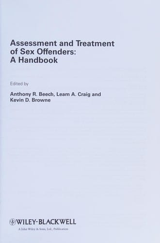 Assessment and treatment of sex offenders