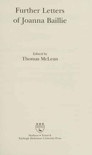Further Letters of Joanna Baillie
