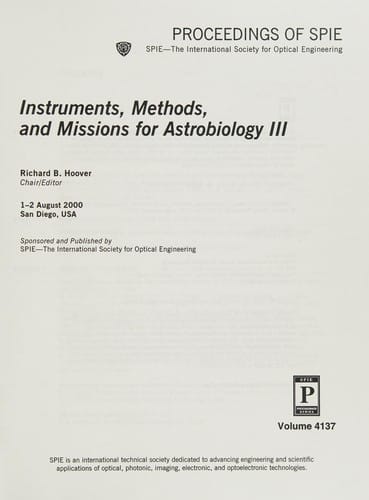 Instruments, methods, and missions for astrobiology III