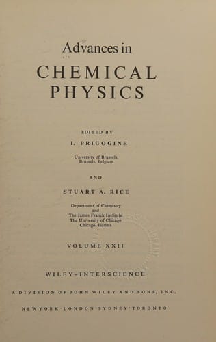 Advances In Chemical Physics Volume 22 (Advances in Chemical Physics)