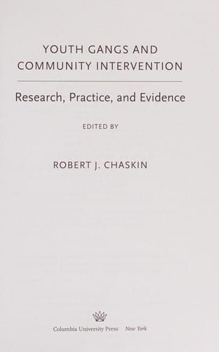 Youth gangs and community intervention