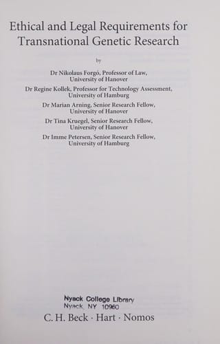 Ethical and legal requirements for transnational genetic research