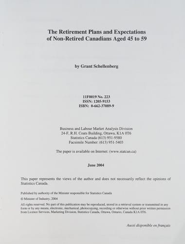 The Retirement plans and expectations of non-retired Canadians aged 45 to 59