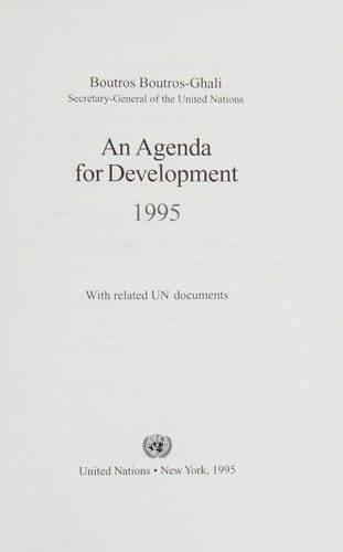 An agenda for development, 1995