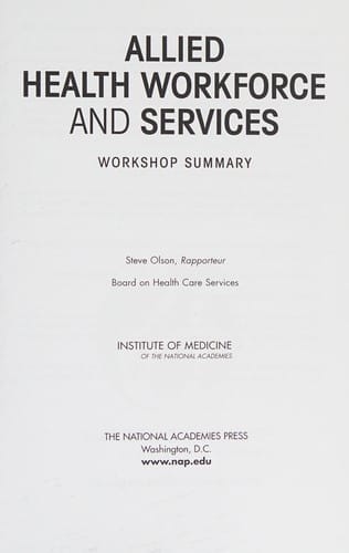 Allied health workforce and services