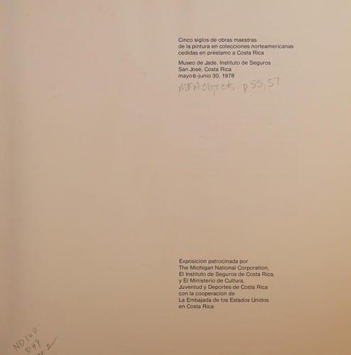 Cinco siglos de obras maestras de la pintura en colecciones norteamericanas cedidas en préstamo a Costa Rica