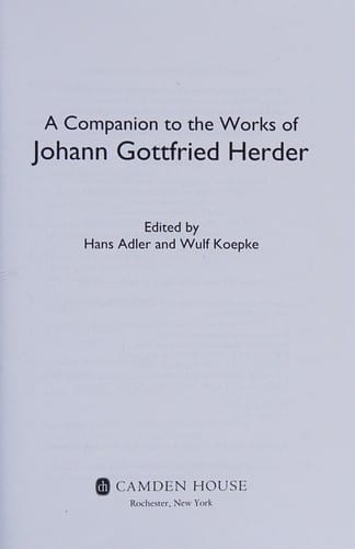A companion to the works of J.G. Herder