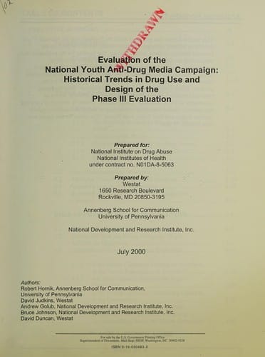 Evaluation of the National Youth Anti-Drug Media Campaign